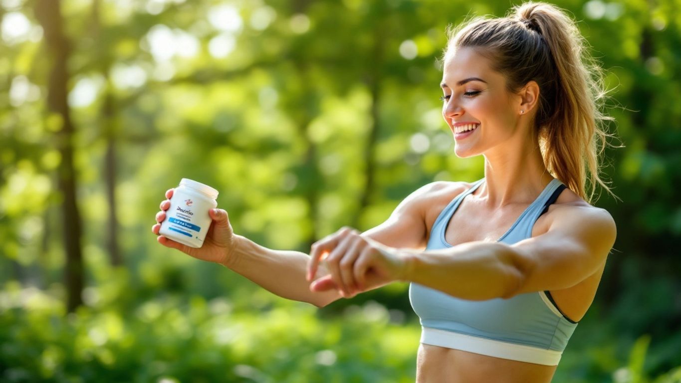 Energetic person working out with probiotics outdoors.