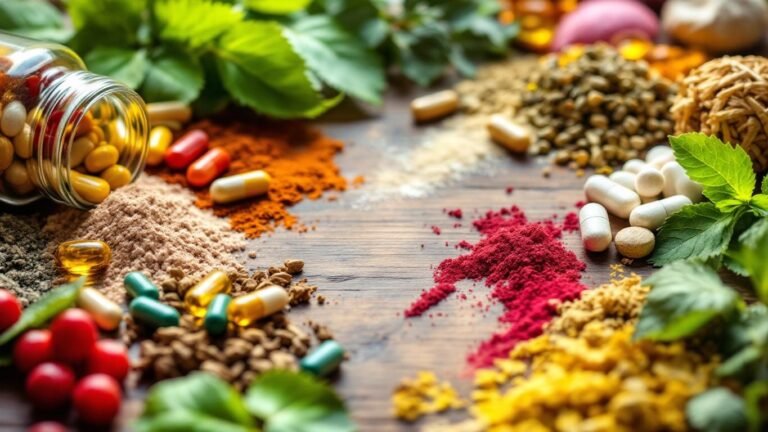 Colorful immune support supplements on a wooden surface.