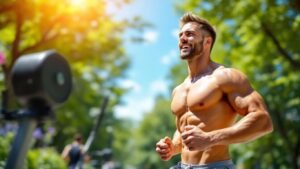 Fit man exercising outdoors in summer sunlight. Discover effective tips on how to increase the male testosterone level in the summer for better health!