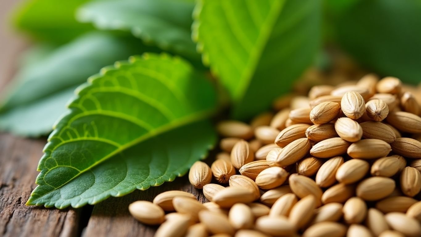 Fenugreek seeds and leaves in natural setting.Fenugreek as a Testosterone Booster