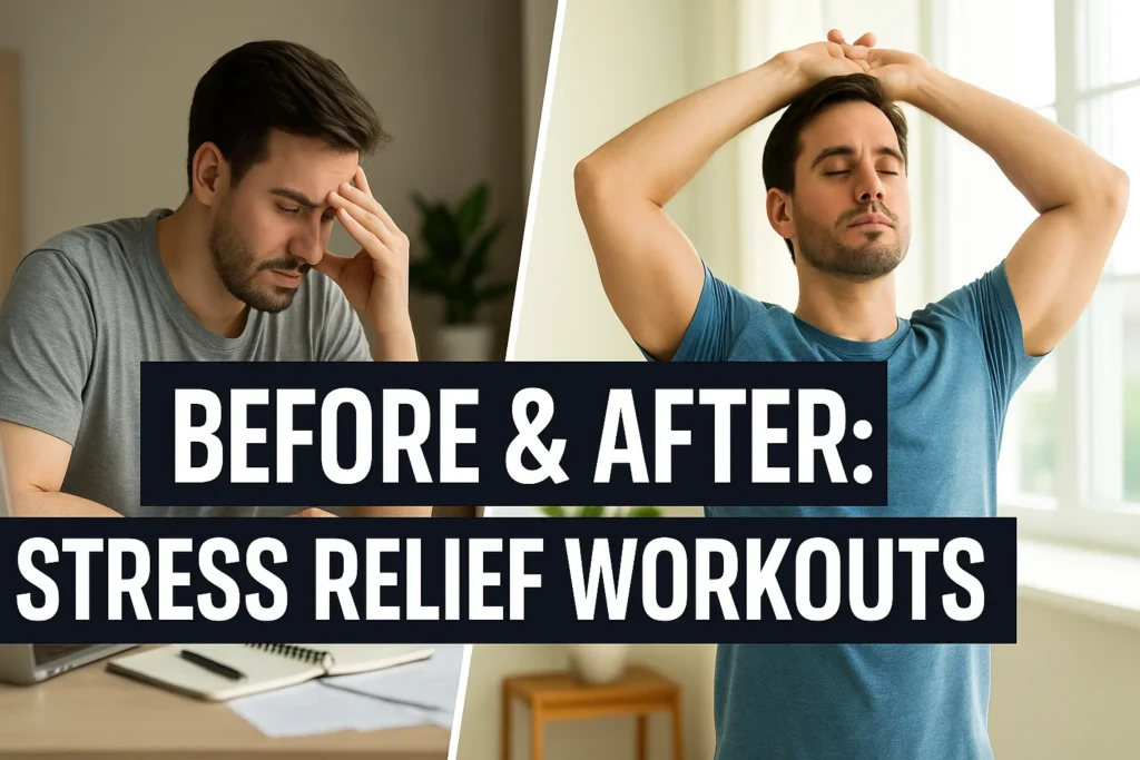 Stress Relief Workouts: Calm Your Mind! 2 Man before after stress relief