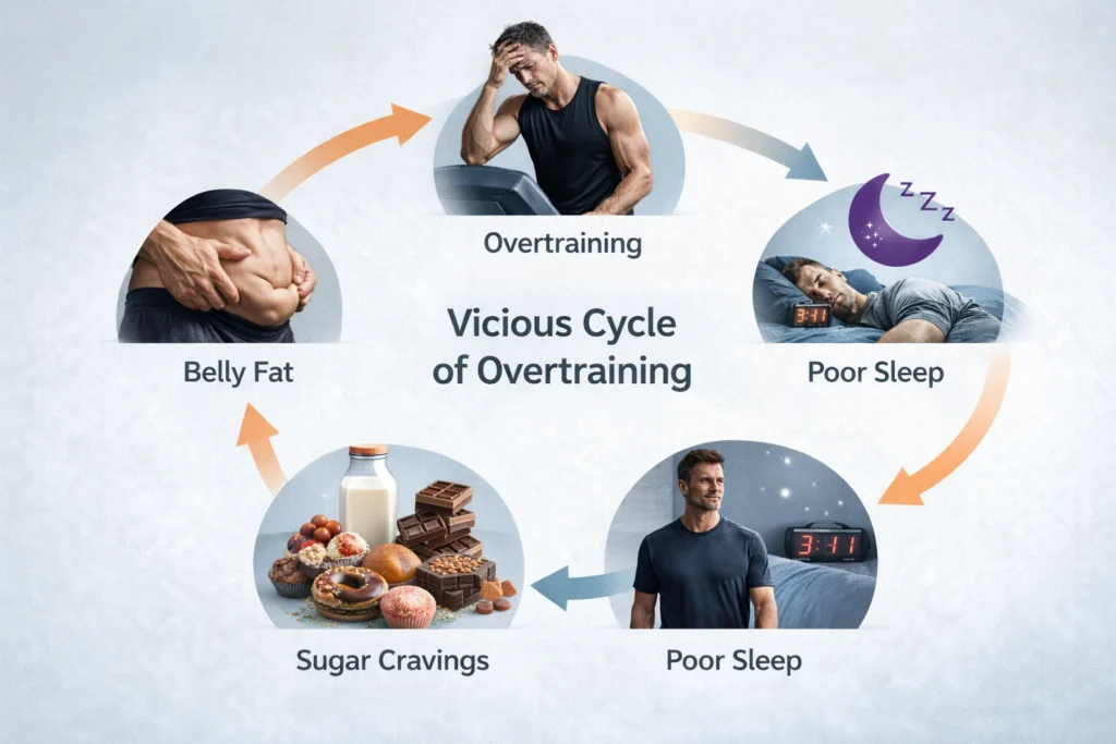 Overtraining cycle, poor sleep, fat