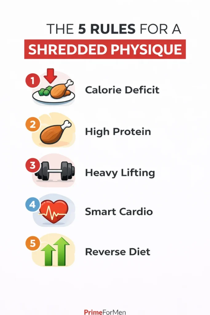 Shredded physique rules infographic