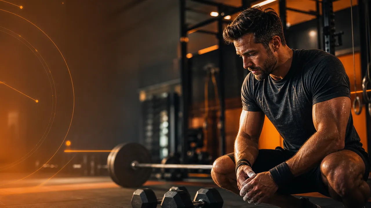 Advanced Fitness Techniques for Men | Train Hard Without Burning Out 1 Male lifter preparing for advanced strength training in a warm orange gym