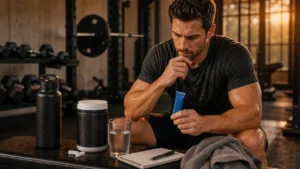 Athletic man deciding whether hydration supplements are needed after training