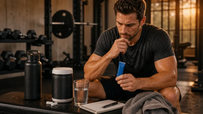Athletic man deciding whether hydration supplements are needed after training