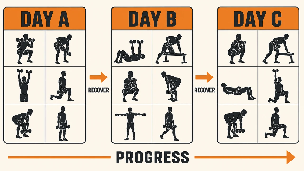 Dumbbell Workout for Men Over 50 | A Joint-Friendly Full-Body Plan 6 Three-day full-body dumbbell workout for men over 50