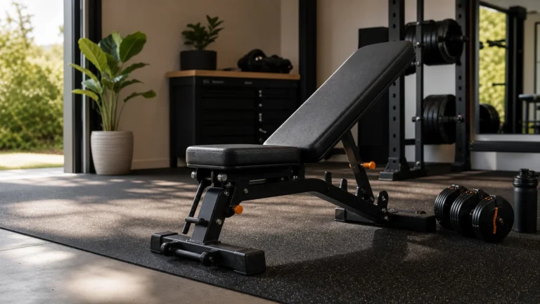 Best Weight Benches for Home Gyms | Flat, Adjustable, Foldable 3 Best weight bench for home gym setup with adjustable bench and rubber flooring
