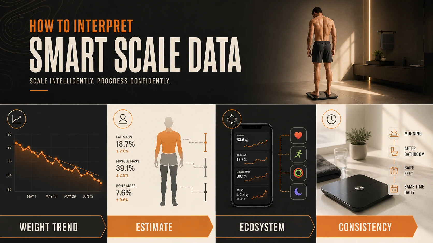 Best Smart Scale for Men | Accurate Trends Without Body-Fat Hype 3 Smart scale decision guide covering weight trend, estimates, ecosystem and consistency