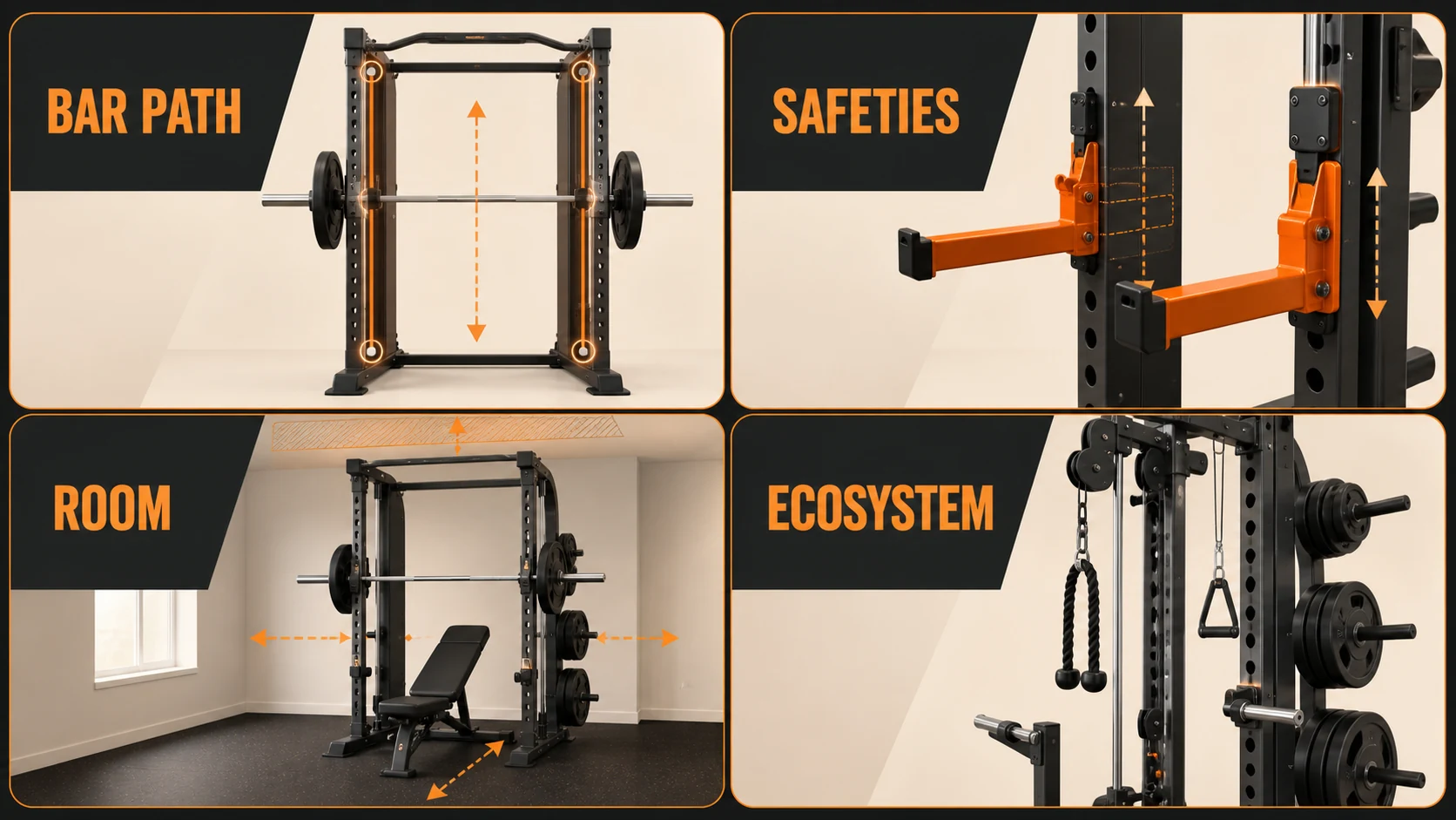 Best Smith Machines for Home Gyms | Fit, Safety and Value 6 best Smith machines for home gyms decision infographic
