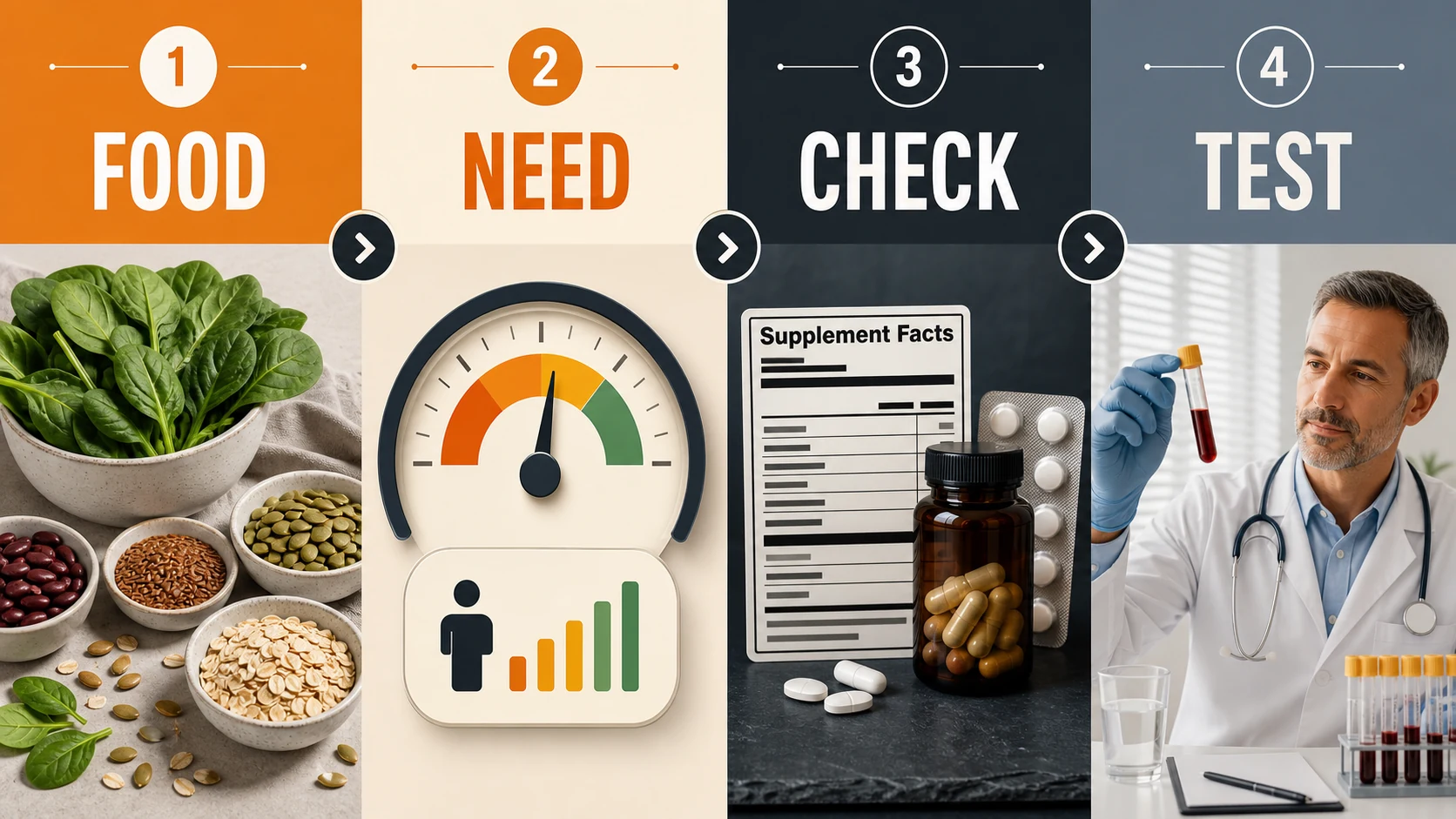 Magnesium and testosterone decision path from food intake and risk factors to testing and cautious supplementation