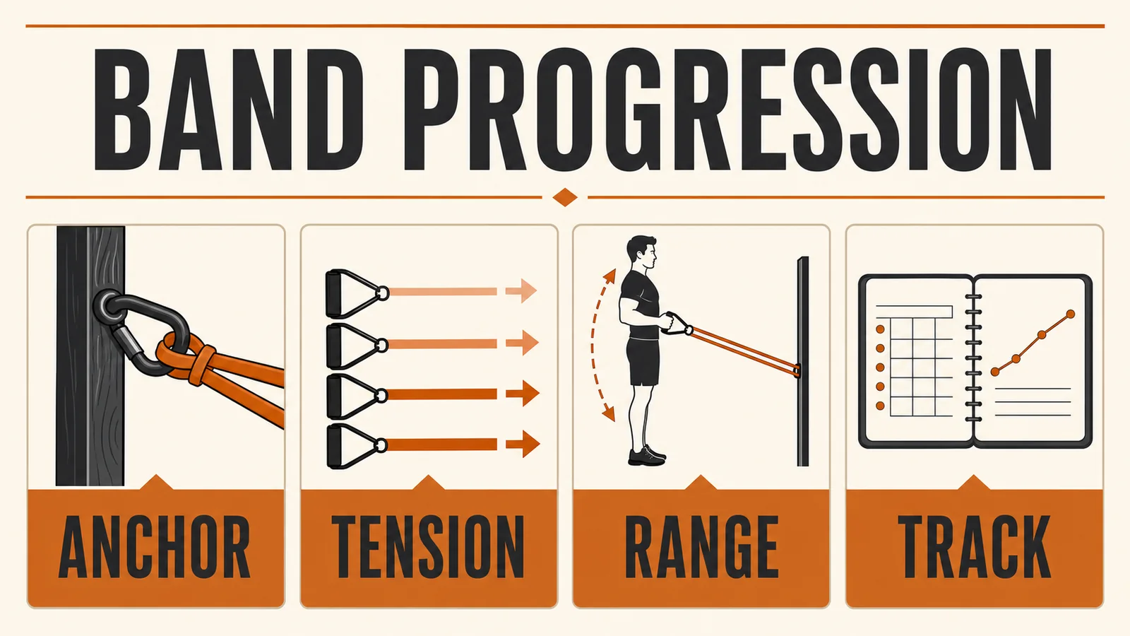 Resistance Band Training | Build a Progressive Full-Body Program 6 Resistance band progression map covering anchor tension range and tracking