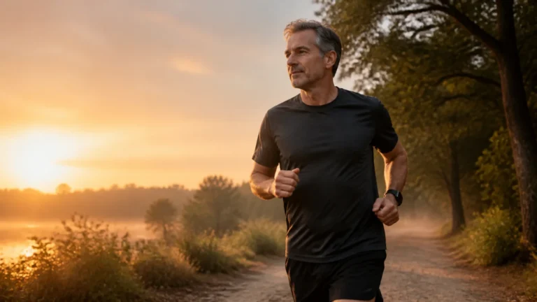Does Running Boost Testosterone? | Easy Miles, Intervals, and High Volume 5 Man over 50 completing a relaxed easy run at sunrise
