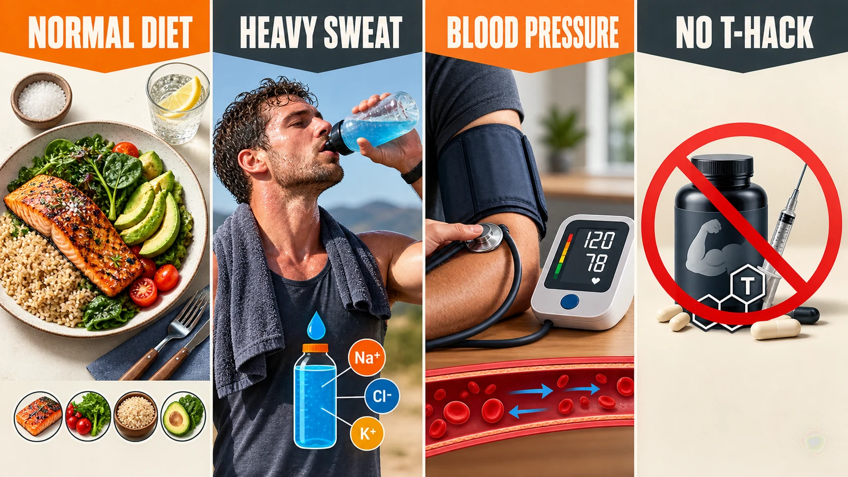 Sodium decision map for normal diet heavy sweat blood pressure and testosterone hype
