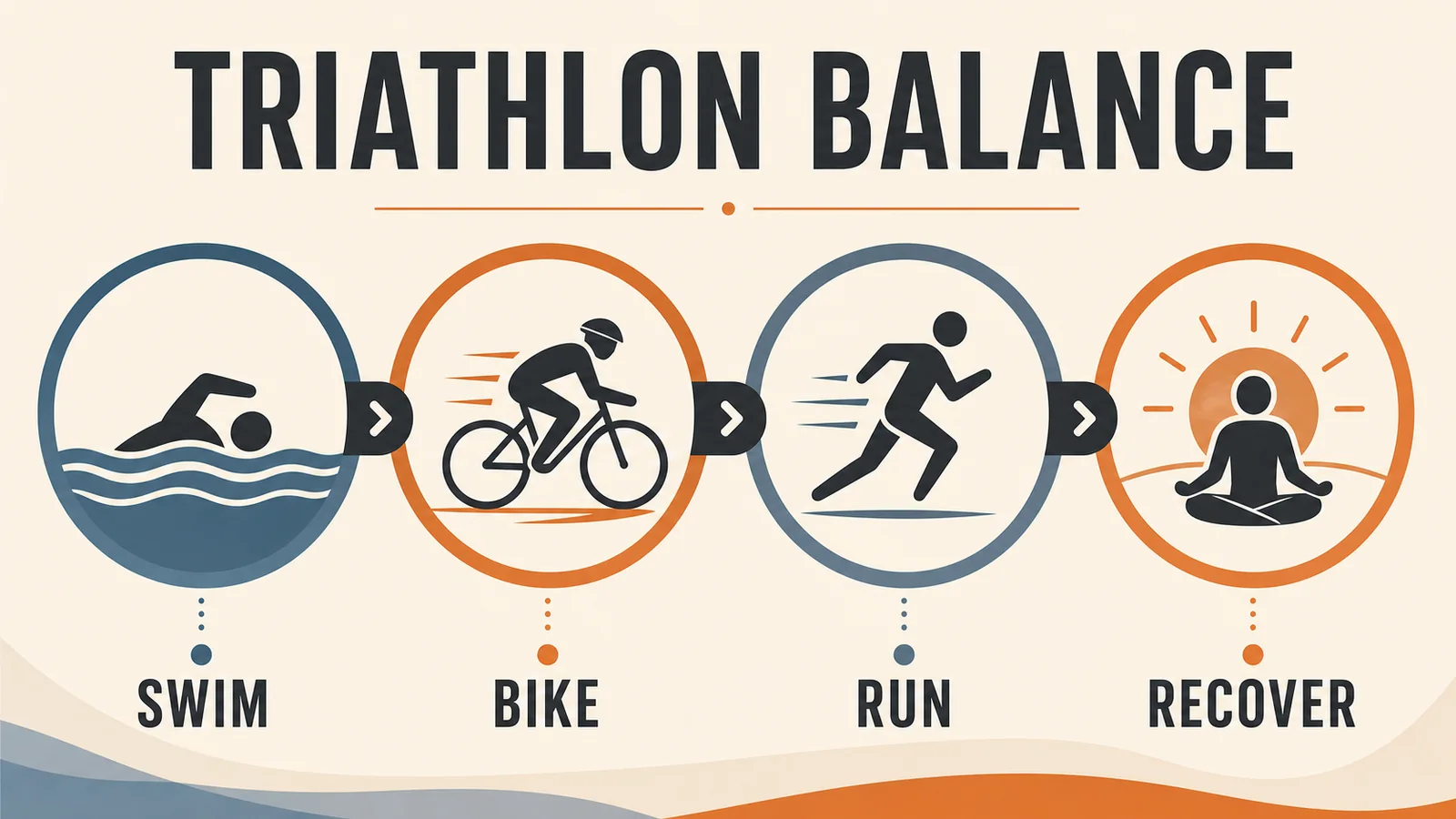 Triathlon training balance showing swim bike run strength and recovery