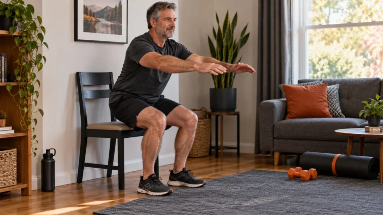 Lower Body Home Workouts | Two Complete A/B Sessions 1 Illustrative home exercise scene for lower body home workouts; not a tested product or measured technique demonstration.